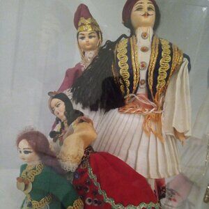 Vintage Greek dolls in traditional costume male and female collectable dolls sup